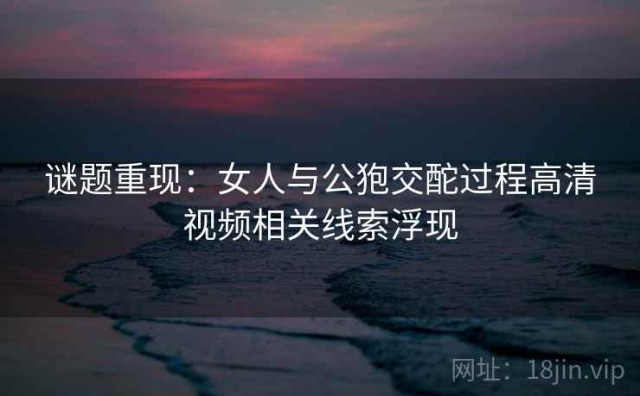 谜题重现：女人与公狍交酡过程高清视频相关线索浮现